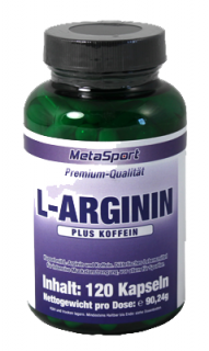 MetaSport Arginin + Koffein, 120 Kapseln Dose